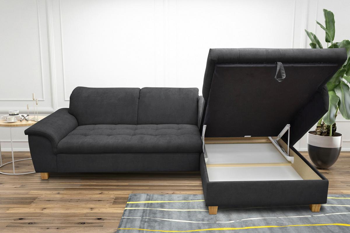 Ecksofa Mit Schlaffunktion Franzi Dunkelgrau - Eichefarben/Dunkelgrau, KONVENTIONELL, Textil (279/170cm) - MID.YOU