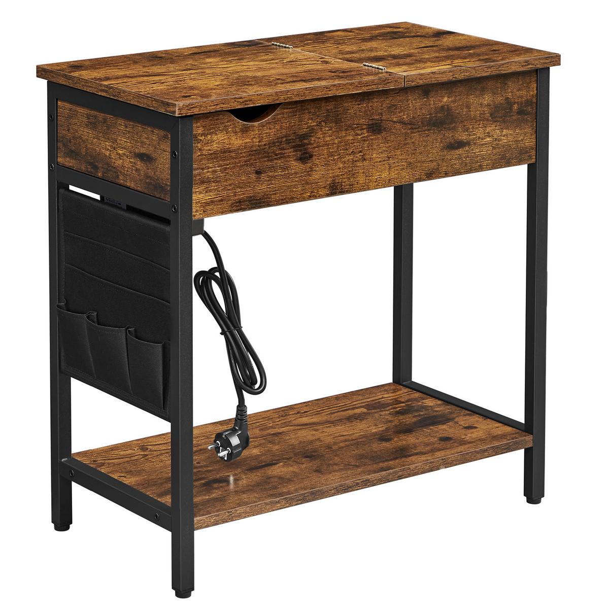 Príručný stolík hnedá, čierna - hnedá/čierna, Trend, kov/kompozitné drevo (60/60/31,5cm) - Boxxx