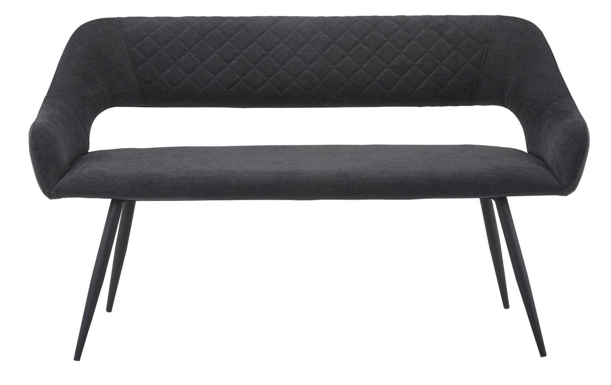 Sitzbank mit Lehne Gepolstert Anthrazit Porto B: 140 cm - Anthrazit/Schwarz, MODERN, Textil/Metall (140l) - MID.YOU