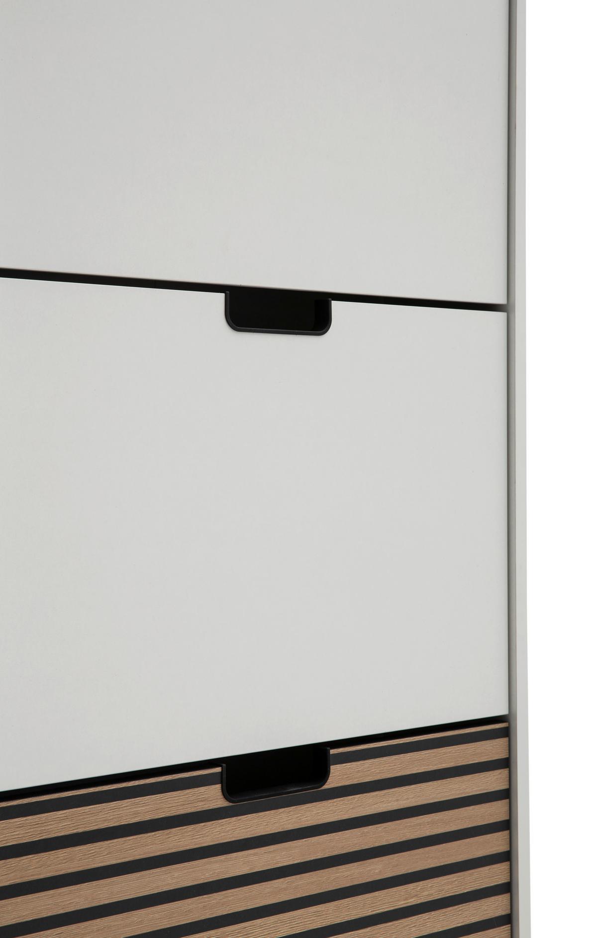 Schuhkipper Weiß /eichefarben B: 59,8 Cm - Eichefarben/Schwarz, Design, Holzwerkstoff/Kunststoff (59,8/124/19,55cm) - MID.YOU