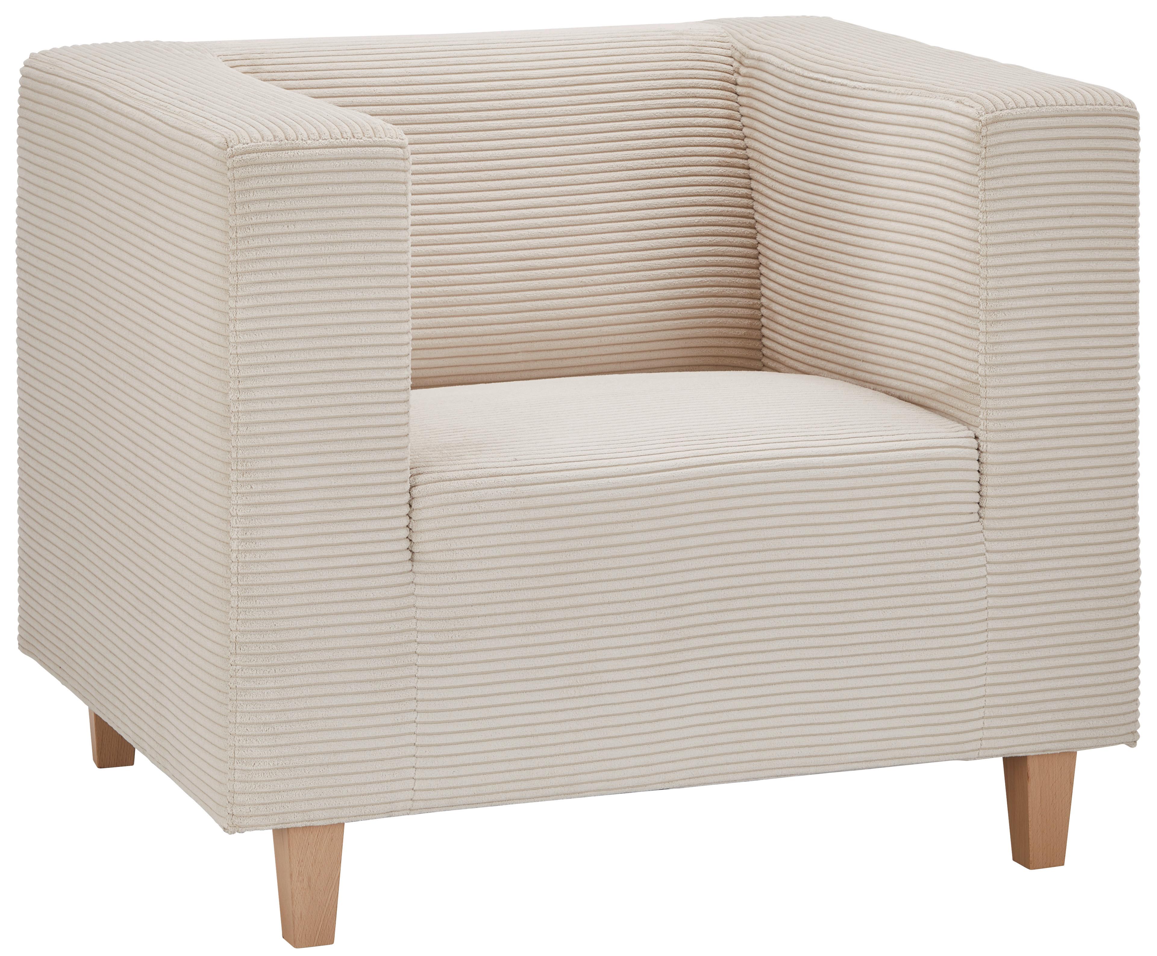 Křeslo SAM, krémový manšestr - barvy dubu/béžová, Moderní, dřevo/textil (98/79/84cm) - Mömax