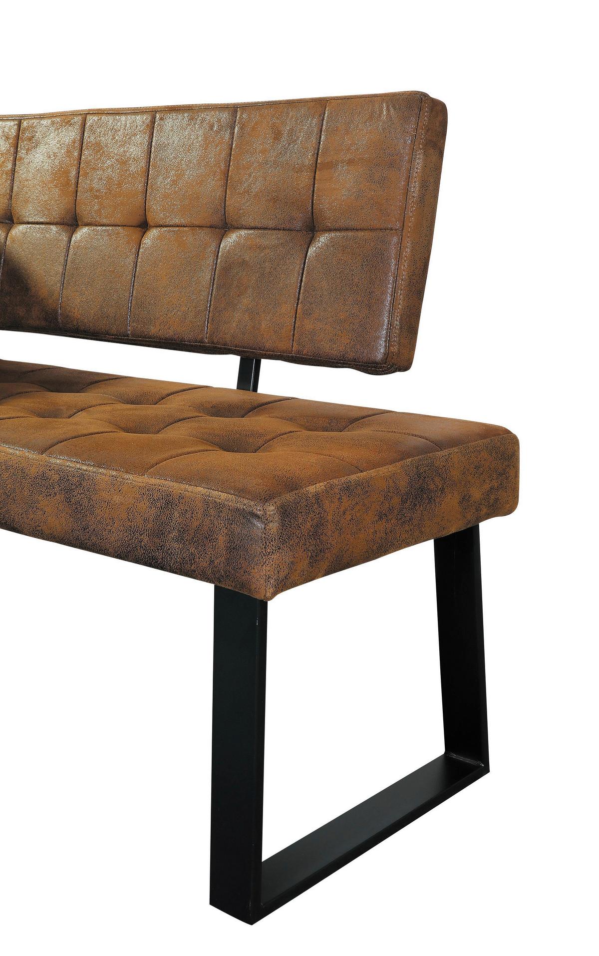 Eckbank Lavik Webstoff Braun 185x134 Cm - Schwarz/Braun, MODERN, Textil/Metall (185/134cm) - MID.YOU