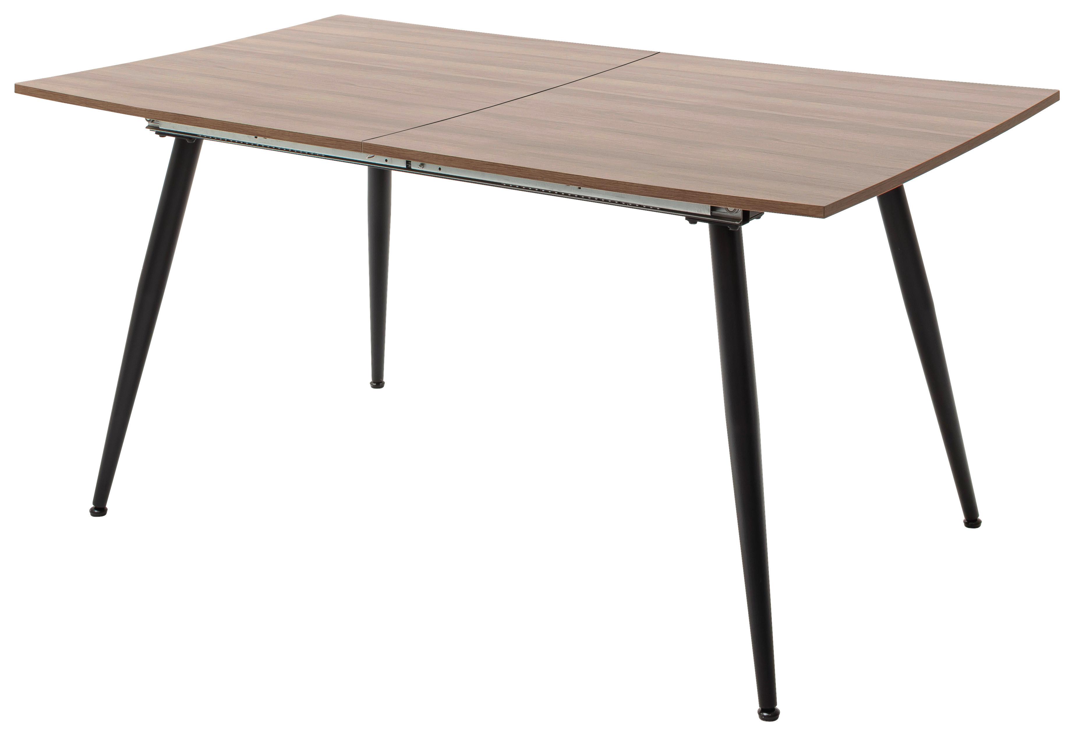 Esstisch Ausziehbar Barbuda Lxb: 160x90 Cm Walnuss Dekor - Walnussfarben/Schwarz, MODERN, Holzwerkstoff/Metall (160-200/90/76cm) - MID.YOU