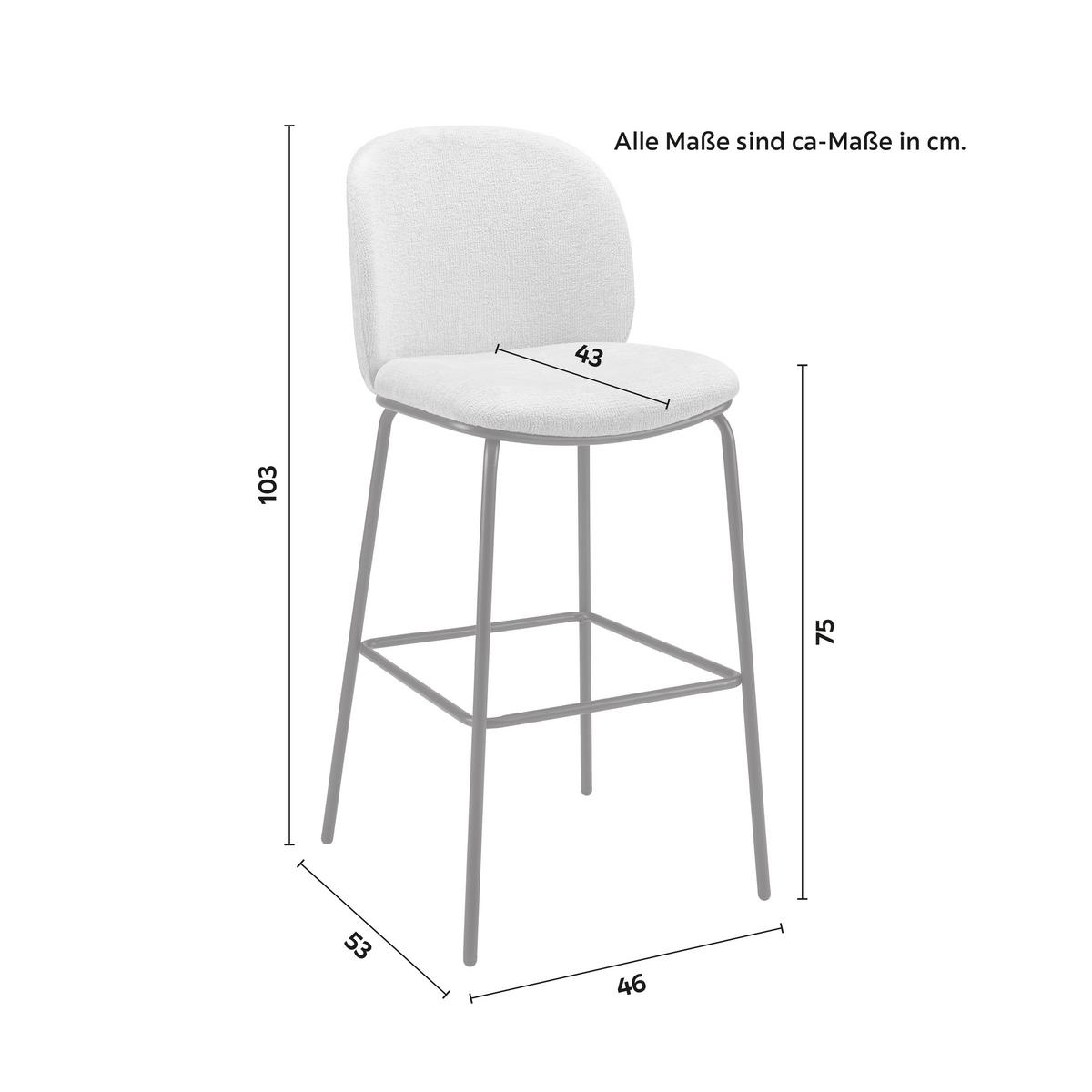 BAROVÁ STOLIČKA MALEA - čierna/svetlosivá, Modern, kov/drevo (46cm) - Bessagi Home
