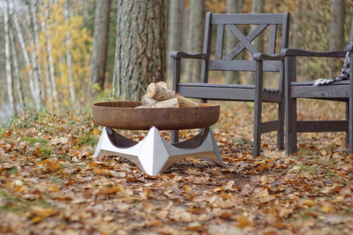 Feuerschale Arka M - Edelstahlfarben/Rostfarben, Basics, Metall (45/45/25cm)