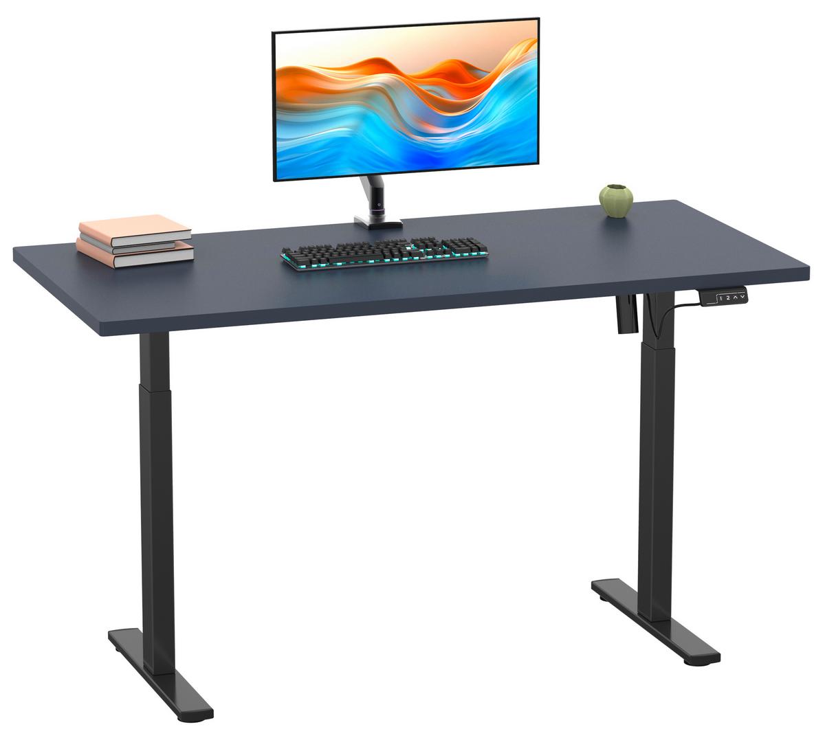 Schreibtisch E-Lona Anthr./Schwarz B: 110cm - Anthrazit/Silberfarben, Design, Holzwerkstoff/Metall (110/71/80cm) - MID.YOU