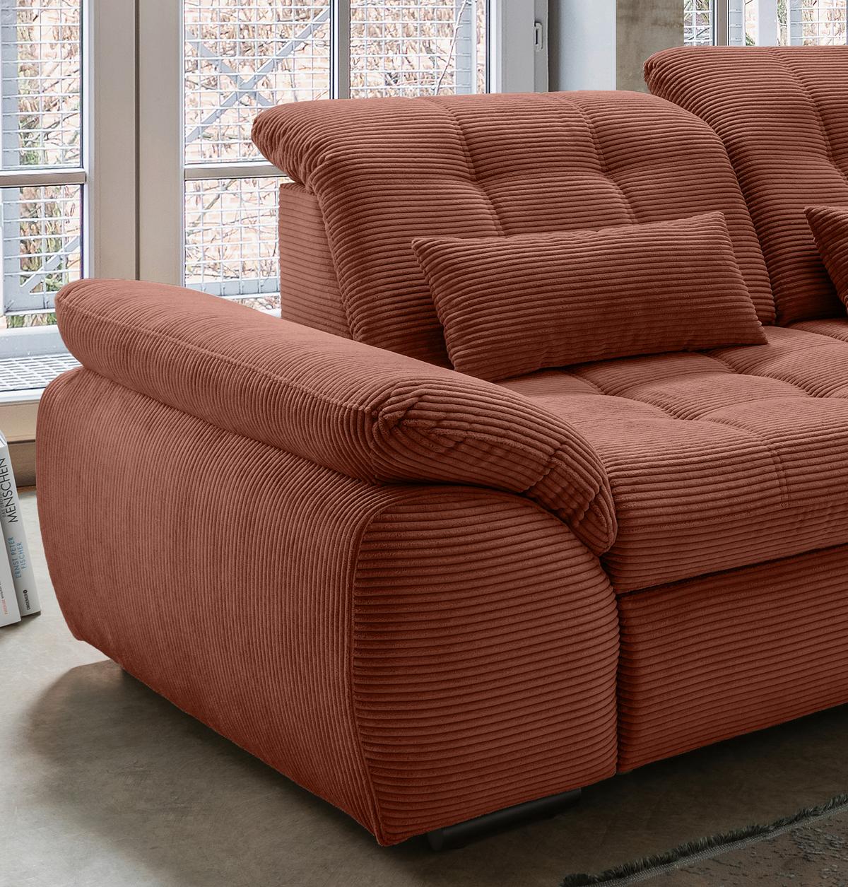 Ecksofa mit Bettkasten Rigatti Koralle S: 314x184 cm - Koralle/Schwarz, MODERN, Textil (314/184cm) - Livetastic