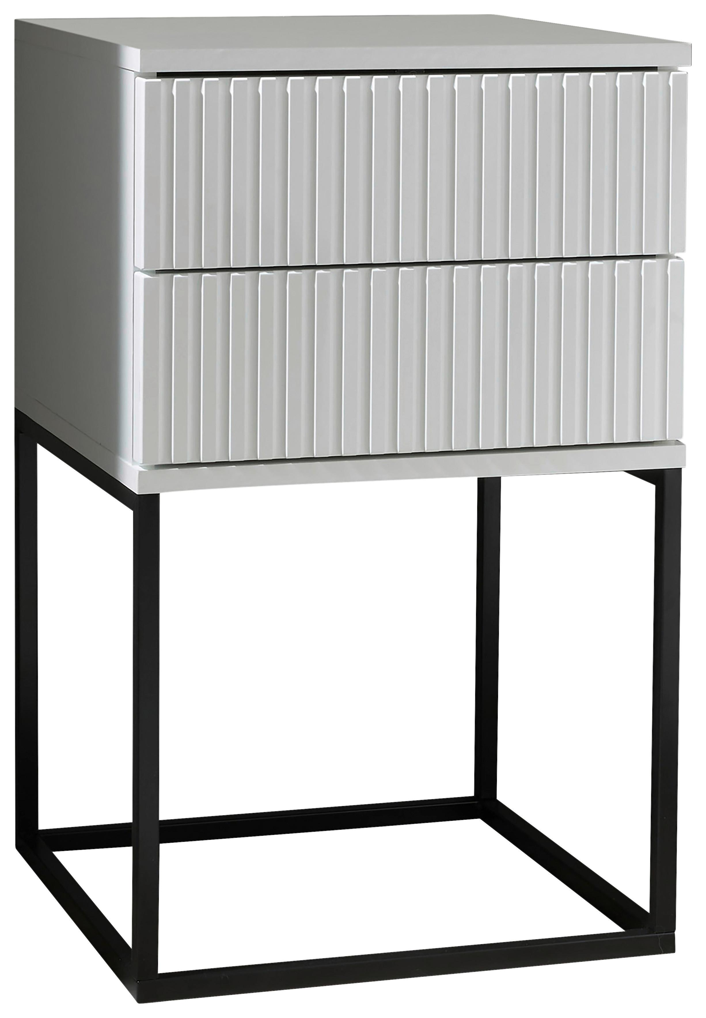 Nachtkästchen Weiß/Schwarz H: 65 cm Marle