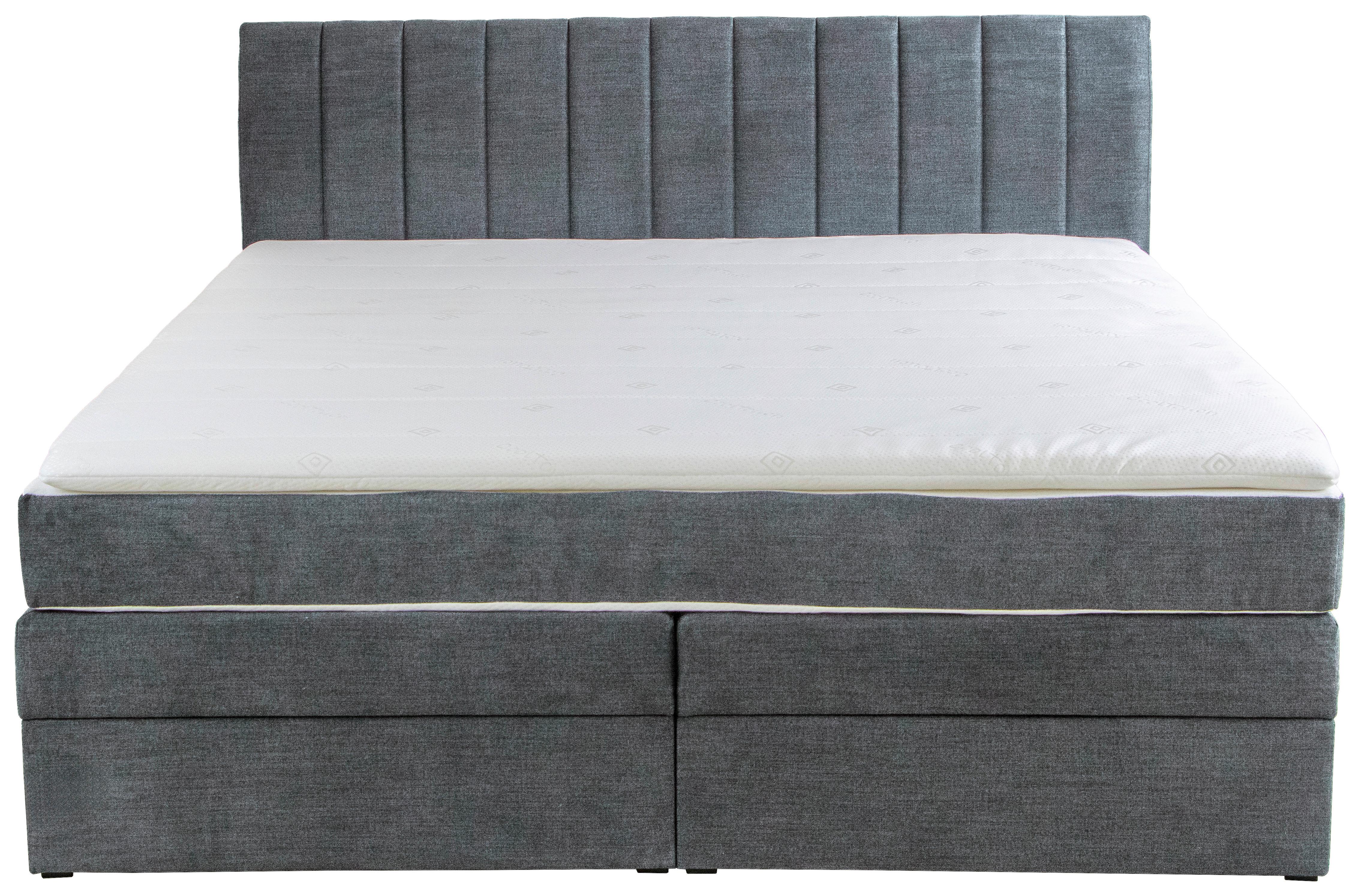Boxspringbett Shark Grau Lxf: ca. 140x200 cm - Schwarz/Grau, Holzwerkstoff/Textil (140/200cm) - MID.YOU