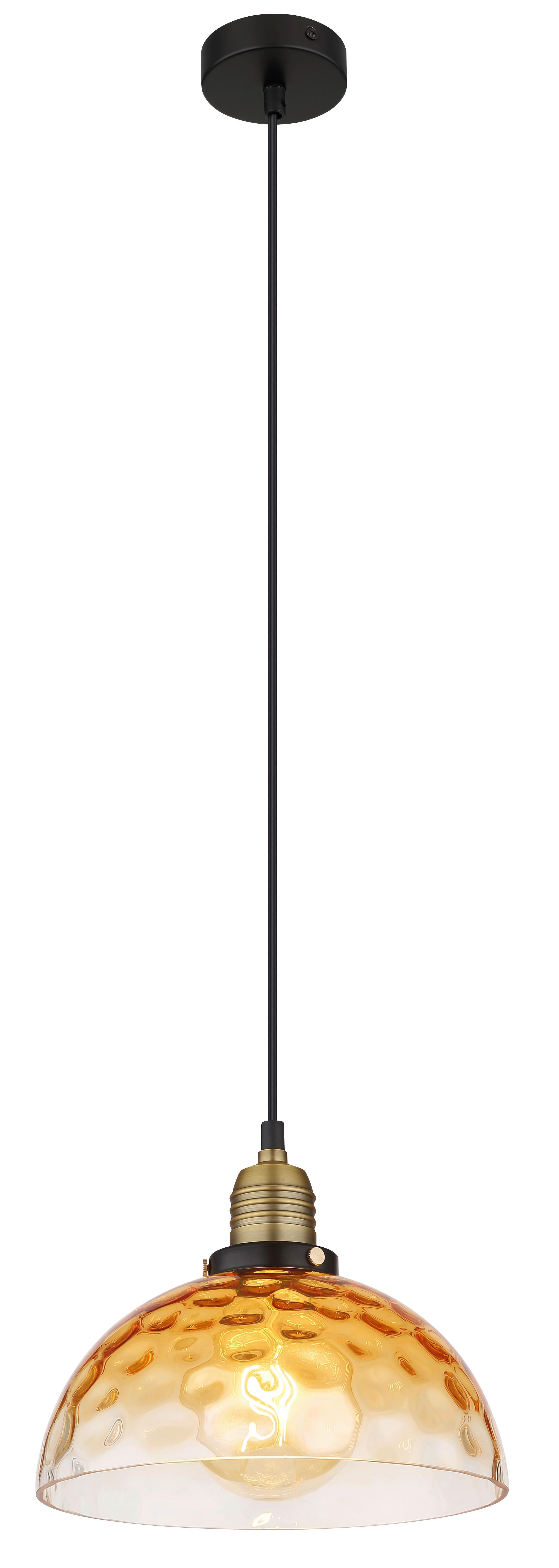 Hängeleuchte H: 120 cm 1-flammig - Klar/Messingfarben, Basics, Glas/Metall (25/25/120cm) - Globo