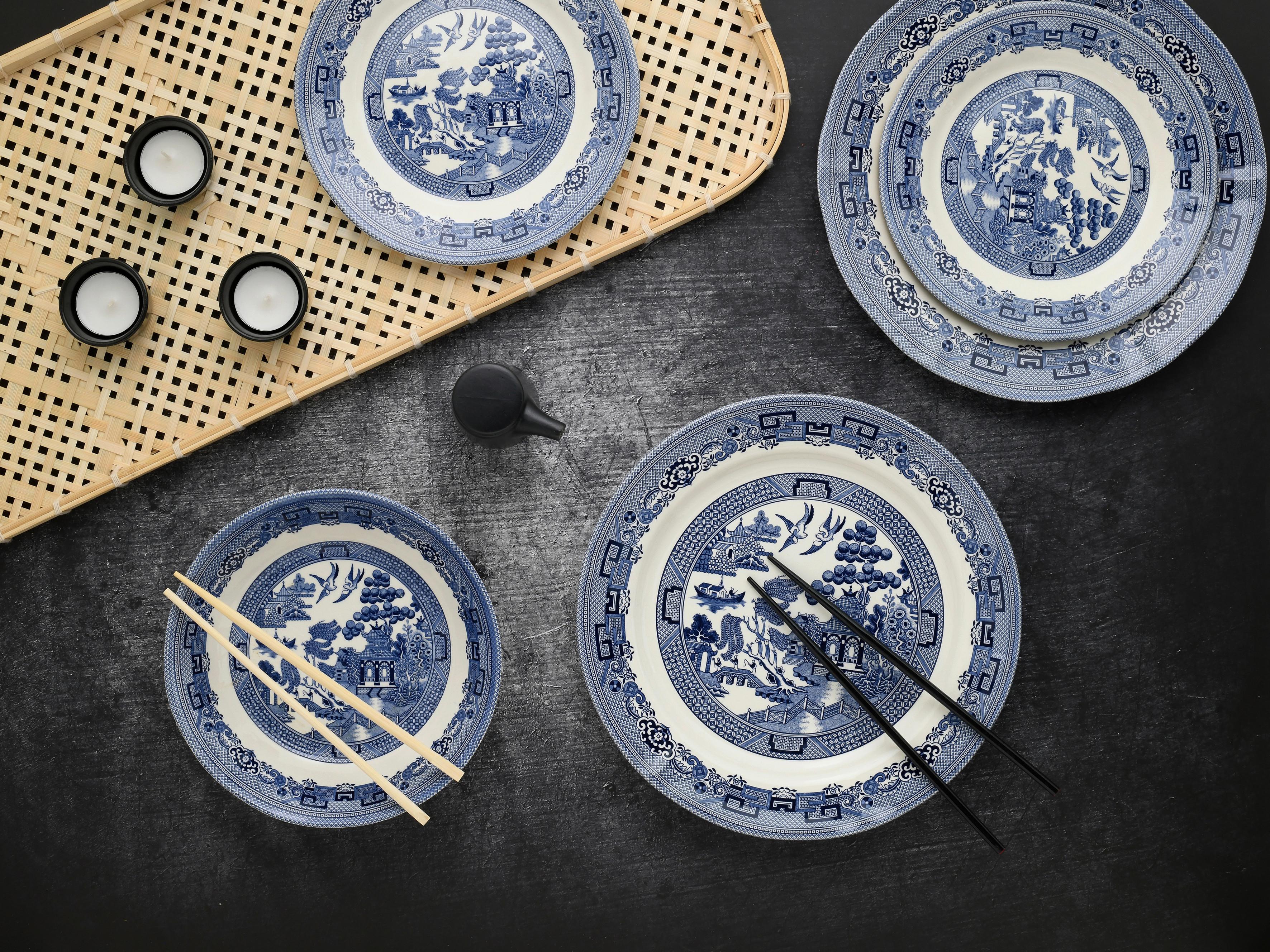 Tafelservice China Town Blau, Weiß L: 31 cm - Blau/Weiß, Basics, Keramik (31/30/32cm) - Creatable