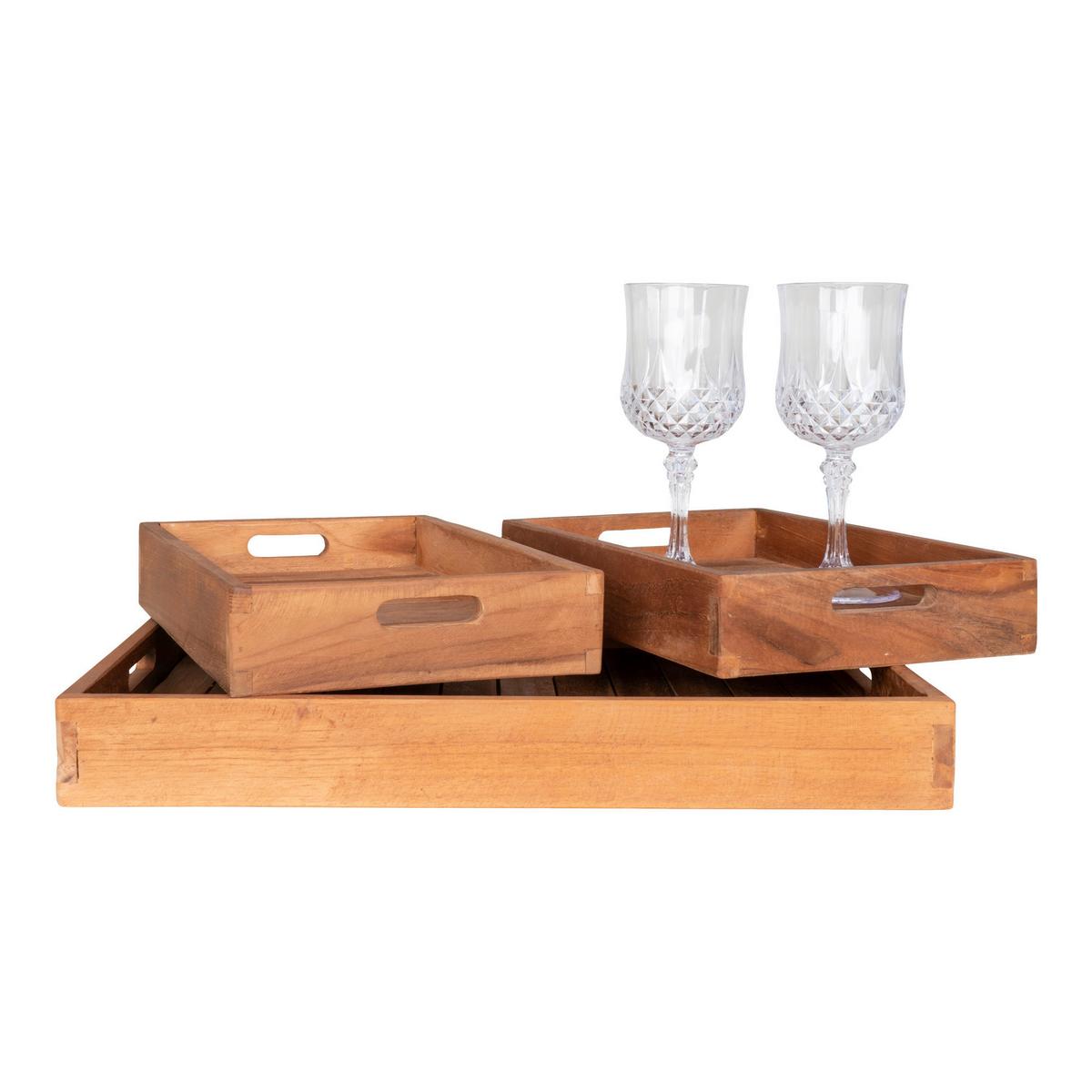Serviertablett-Set Faro Hellbraun B: 38 cm - Hellbraun, Design, Holz (38/58cm)