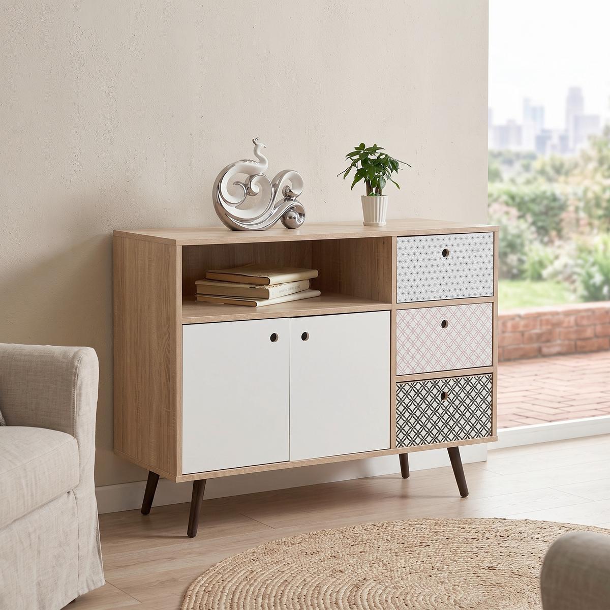 SIDEBOARD Multicolor B: 106,5cm - Multicolor/Schwarz, Design, Holzwerkstoff (106,5/77/39cm) - MID.YOU