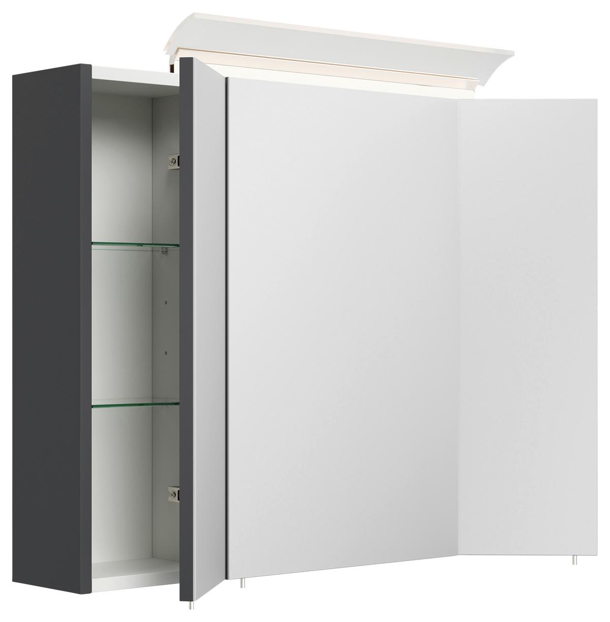 Spiegelschrank Graphitfarben B: 80 cm - Graphitfarben, MODERN, Glas/Holzwerkstoff (80/62/17cm) - MID.YOU