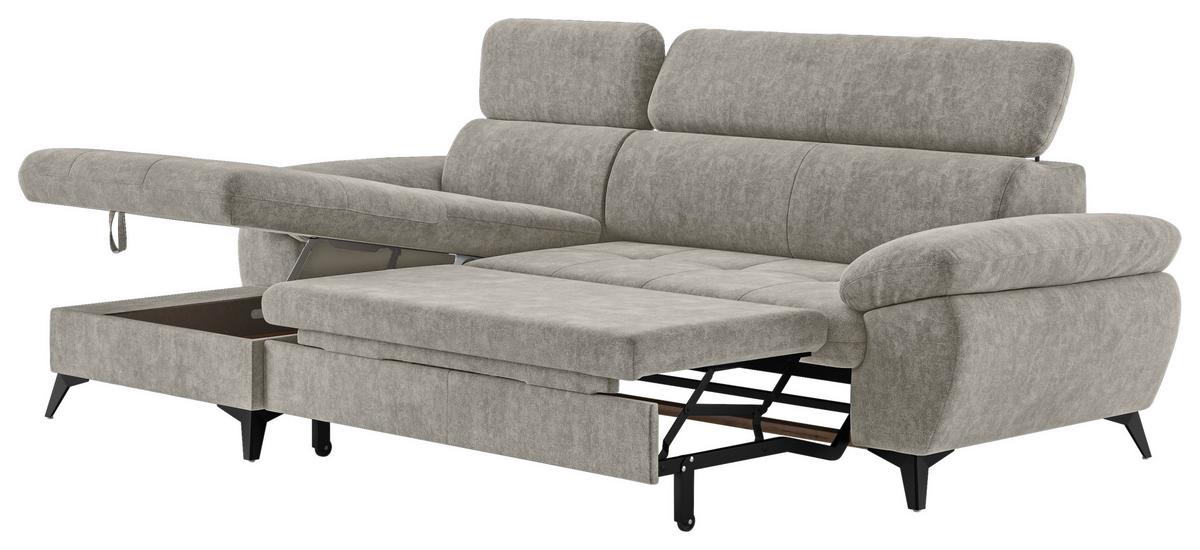 Ecksofa mit Bettkasten Hudson 166x261 cm Schlammfarben - Schlammfarben/Schwarz, Textil (166/261cm) - MID.YOU