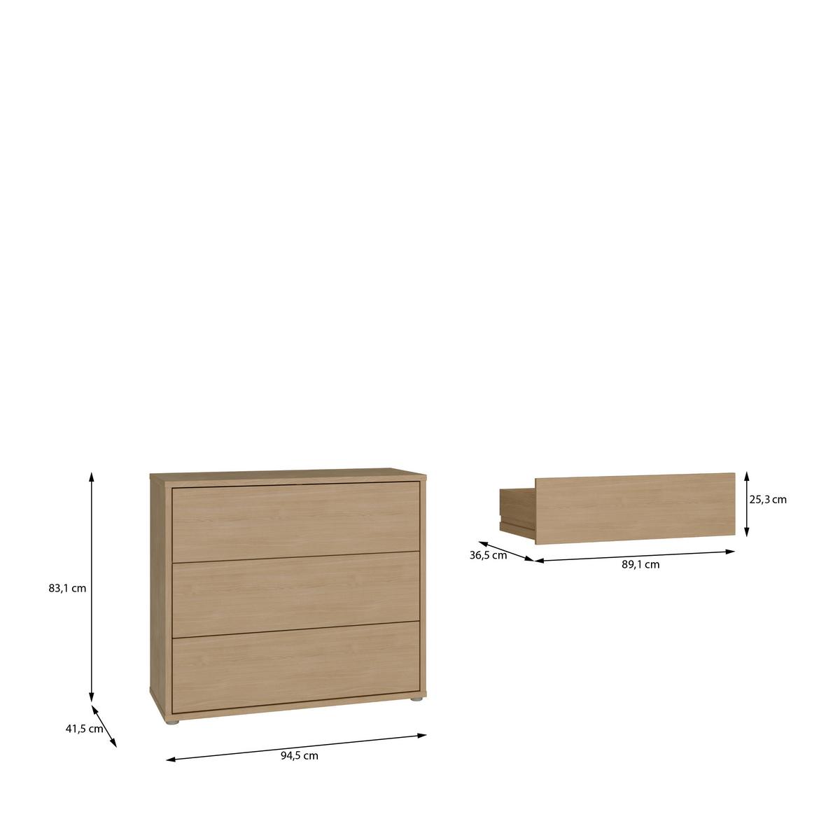 Komoda farba dub Elegancia - farba duba, Modern, kompozitné drevo (94,8/83,1/41,5cm)