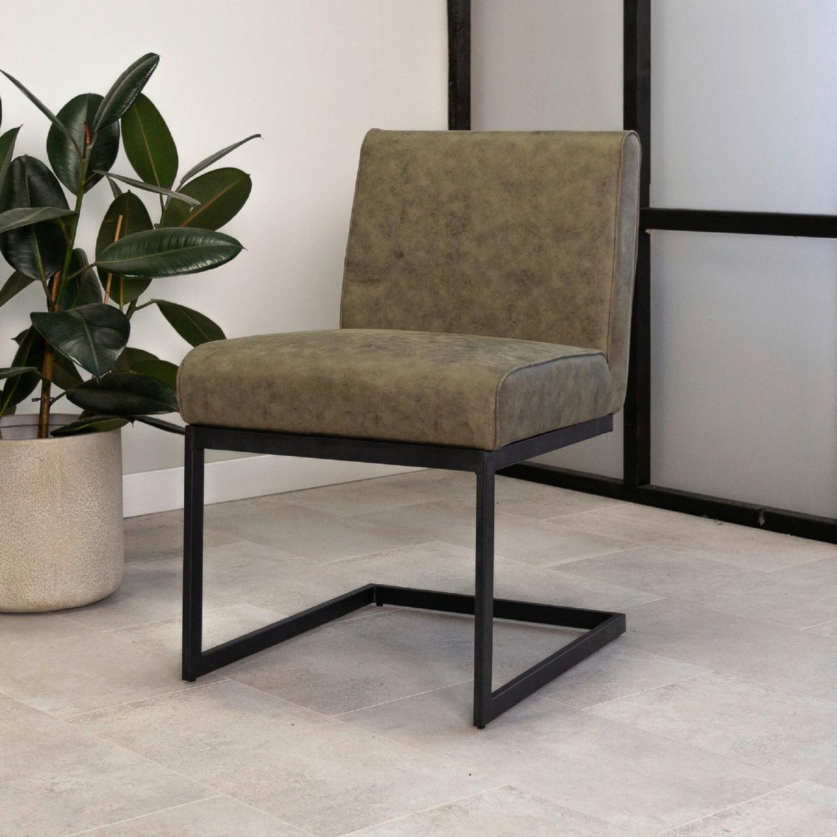 Schwingstuhl-Set Benji Dunkelgrün - Dunkelgrün/Schwarz, KONVENTIONELL, Textil/Metall (53/81/61cm) - MID.YOU