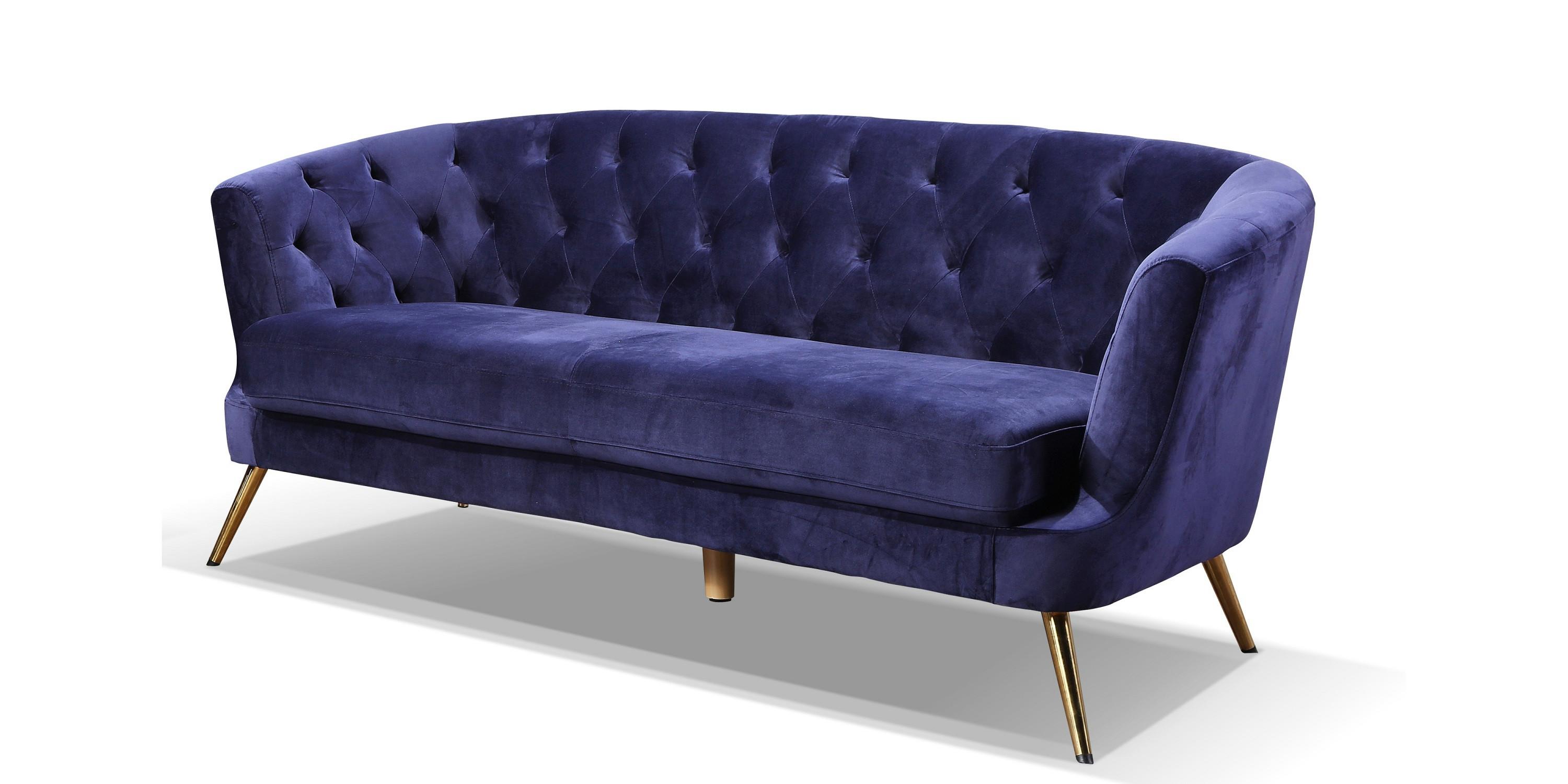 Dreisitzer Sofa Mit Samtbezug In Blau Entdecken