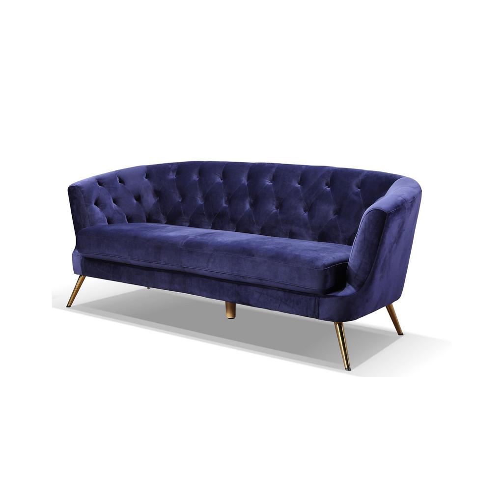 3-SITZER-SOFA Lita B: 183 cm Samt Blau