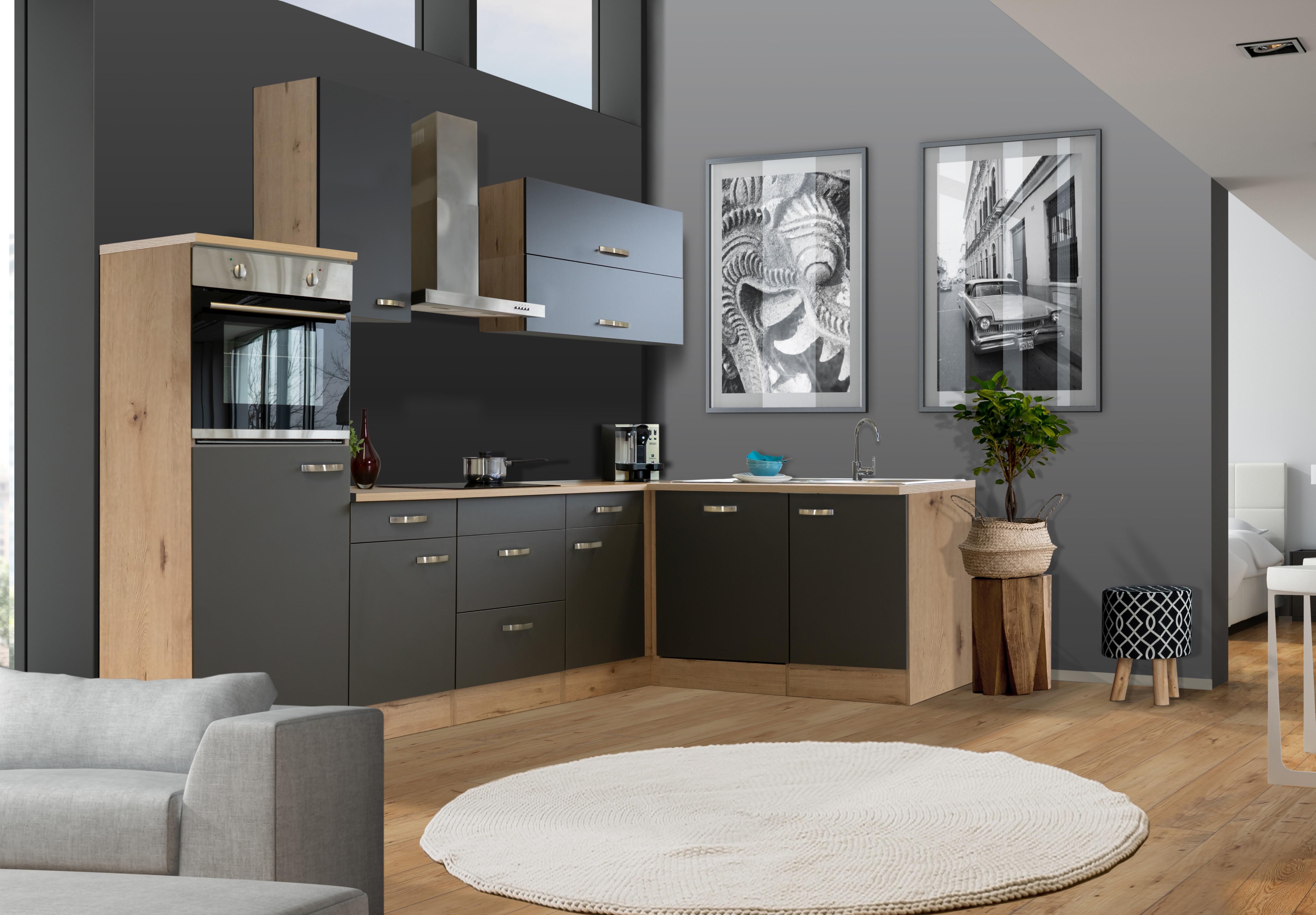 Eckküche G999-2818-000-shadow - Eichefarben/Grau, MODERN, Holzwerkstoff (280/170cm)