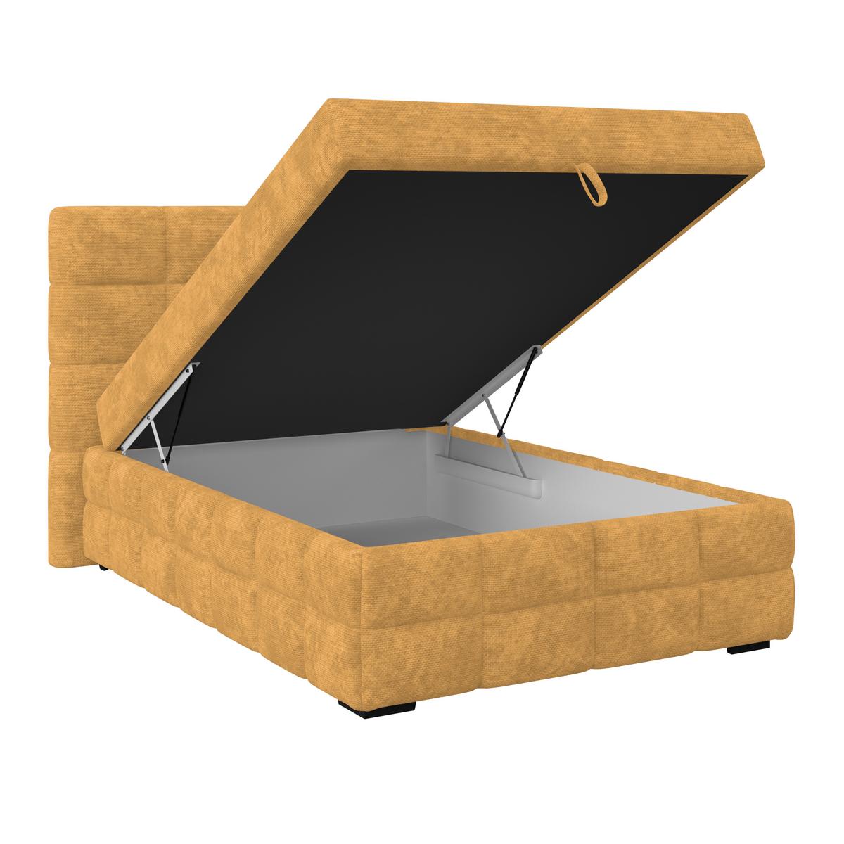 Čalúnená posteľ VEGA 140x200 cm, zlatá - čierna/zlatá, Trend, drevo/textil (140/200cm)