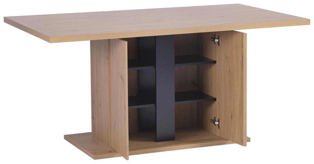 Esstisch Levi Eiche Artisan L 160 cm - Schwarz/Eiche Artisan, MODERN, Holzwerkstoff (160/90/76cm) - Livetastic