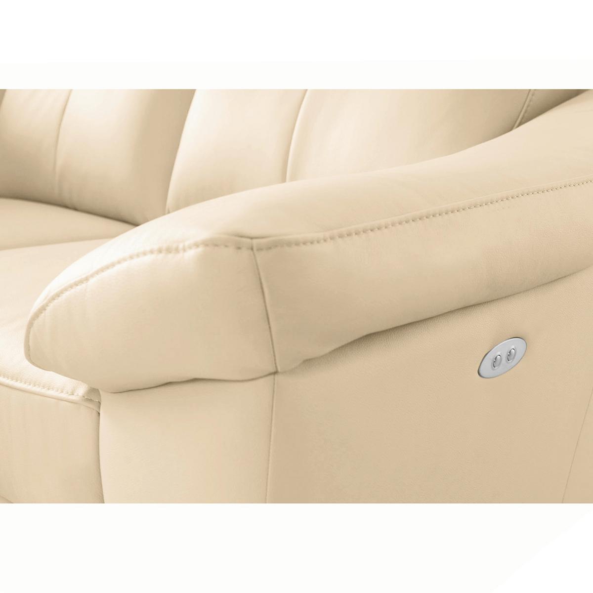 Ecksofa Luna Teilleder Beige 194x242 - Chromfarben/Beige, Design, Leder/Textil (194/242cm) - Livetastic