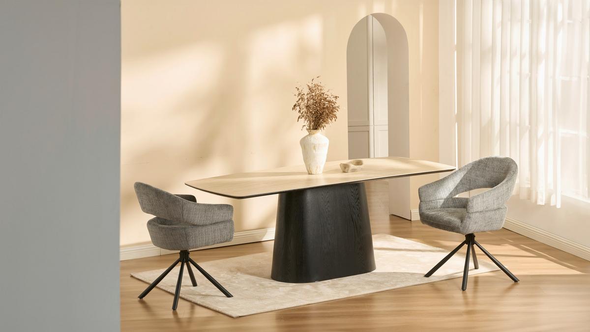 Armlehnstuhl Cleo Grau B: 58 cm - Schwarz/Grau, MODERN, Holz/Textil (58/85/62cm) - Livetastic
