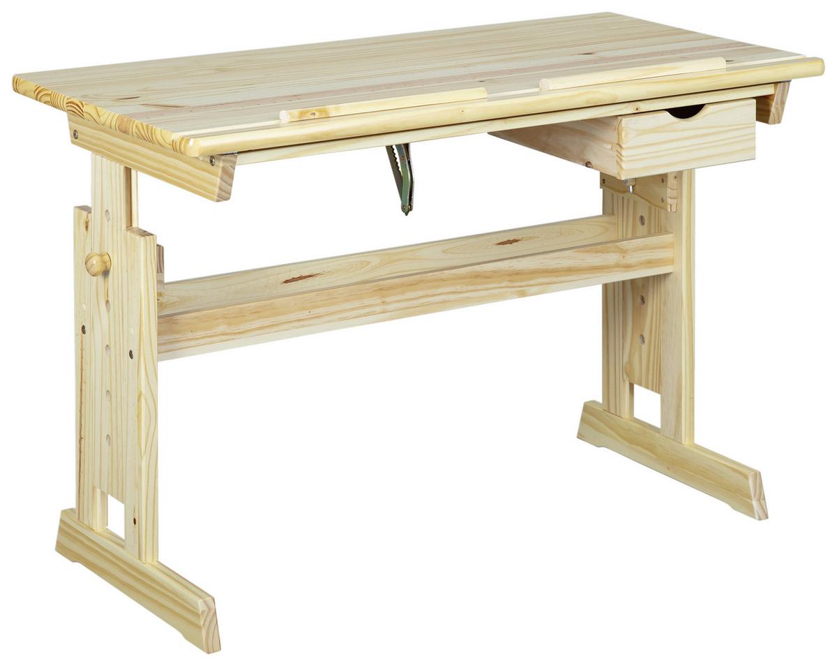 Jugendschreibtisch Massiv B 109cm H 63-96cm Julia Kiefer - Kieferfarben, Basics, Holz (109/55/63-96cm) - MID.YOU