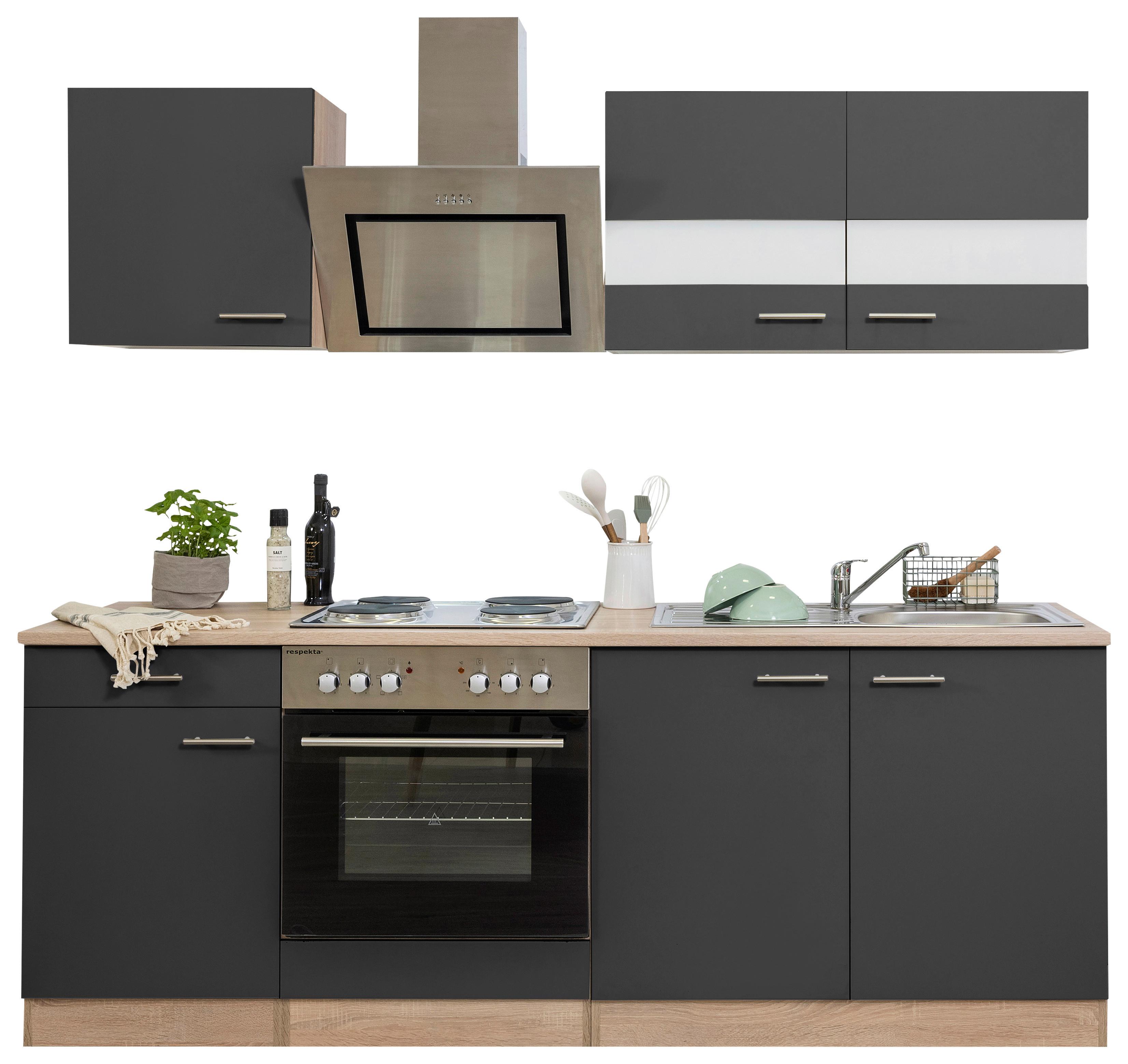Küchenblock Merle Küchenblock 210 cm - Eichefarben/Grau, Basics, Holzwerkstoff (210cm) - Respekta
