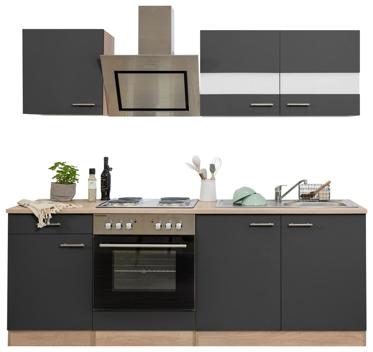 Küchenblock Merle Küchenblock 210 cm - Eichefarben/Grau, Basics, Holzwerkstoff (210cm) - Respekta