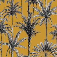 Vliestapete Vintage Palme - Gelb, Basics, Papier/Kunststoff (52/1005cm)