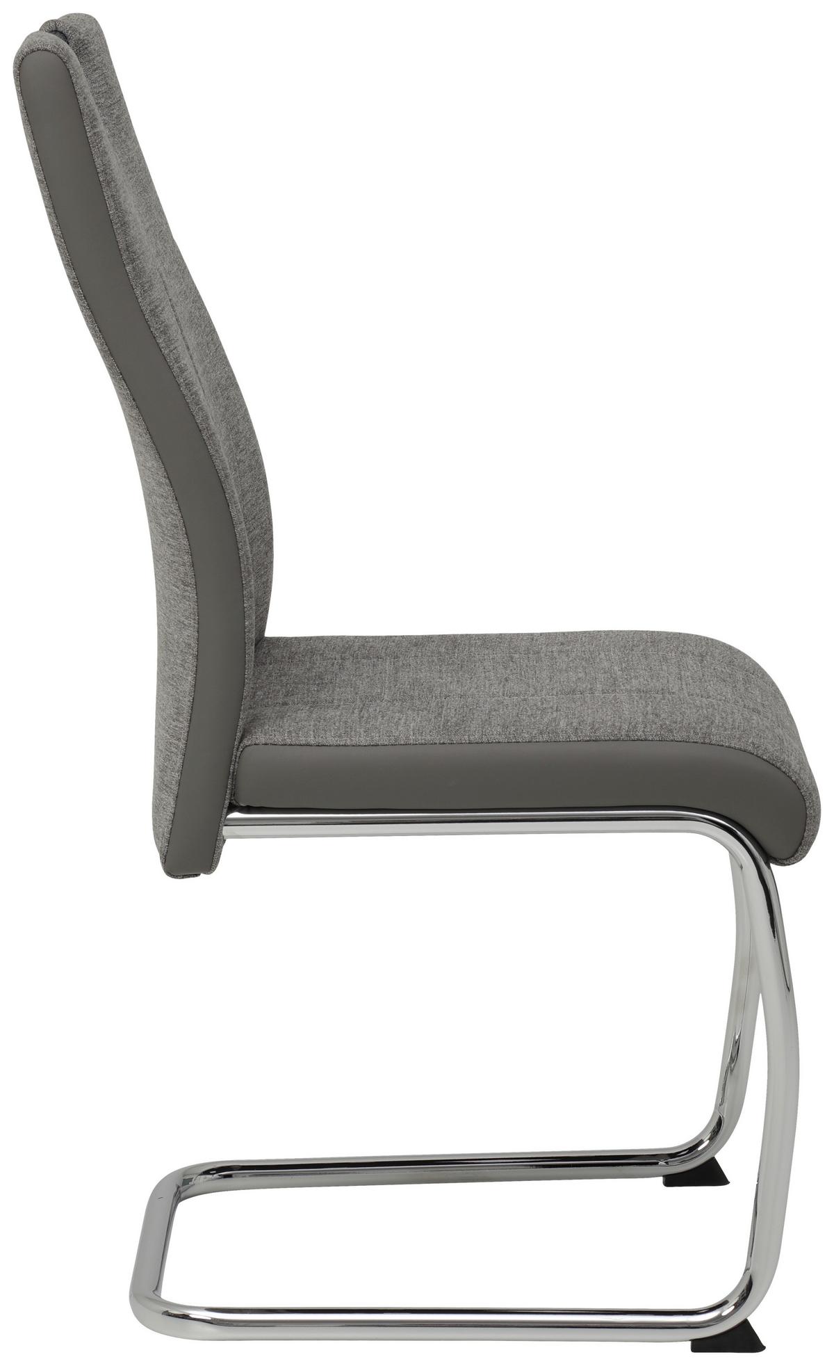 Schwingstuhl Alina Grau Mit Gripp 2er-Set - Chromfarben/Grau, MODERN, Textil/Metall (43/98/59cm) - MID.YOU