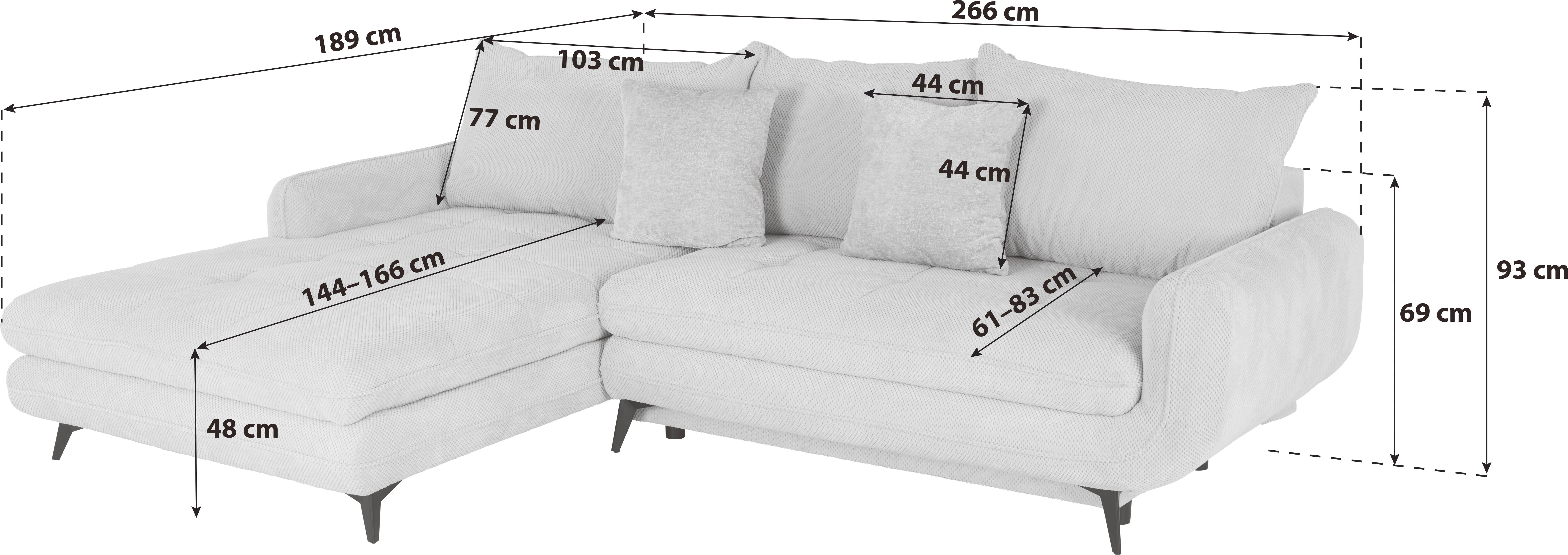 Ecksofa Wave - Beige/Schwarz, MODERN, Textil (189/266cm)