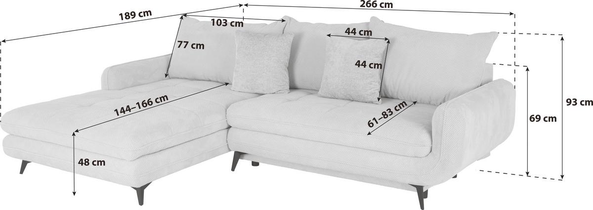 Sedacia súprava WAVE - čierna/béžová, Modern, kov/textil (189/266cm)