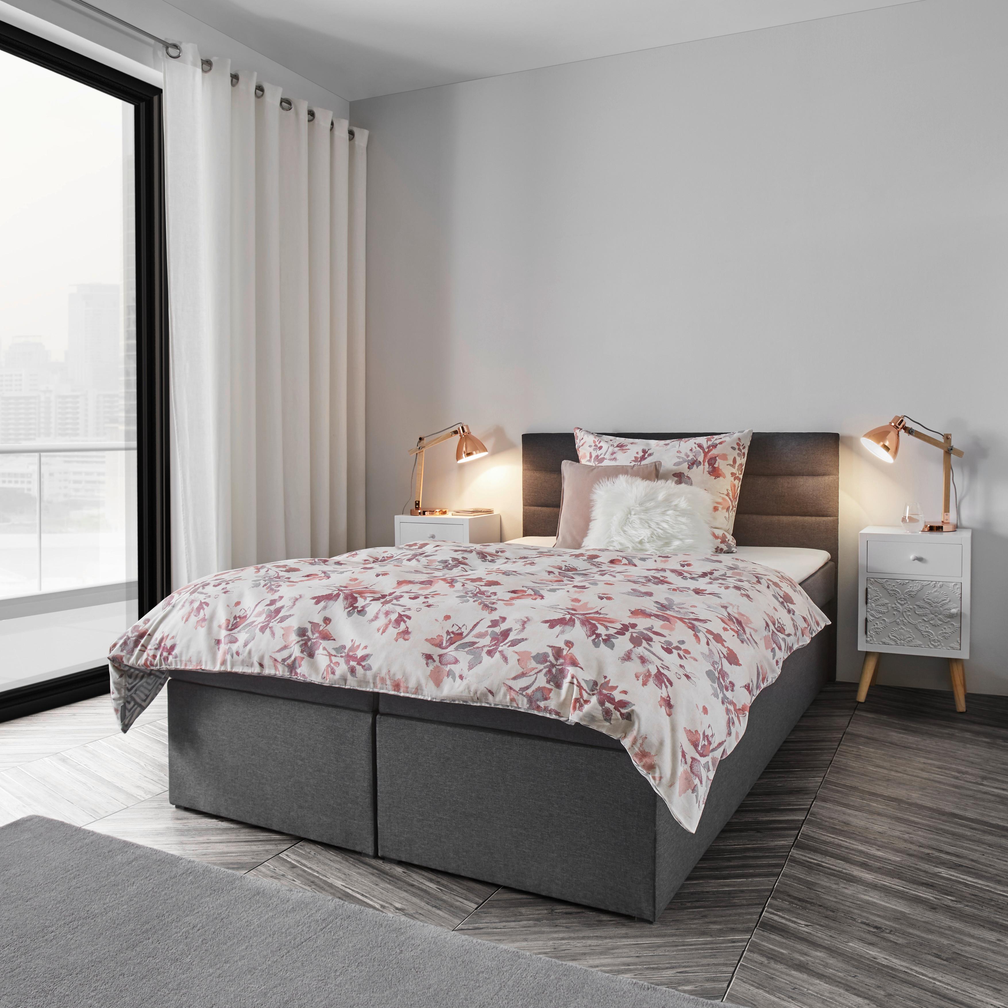 Manželská boxspring posteľ Lisa, 140x200, sivá - čierna/tmavosivá, Modern, drevo/kompozitné drevo (140/200cm) - Bessagi Home