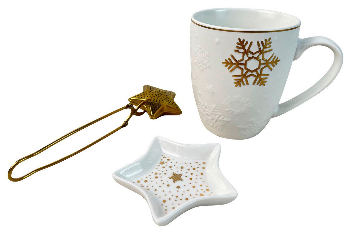 Teeset Christia - Goldfarben/Weiß, Basics, Keramik/Metall - James Wood