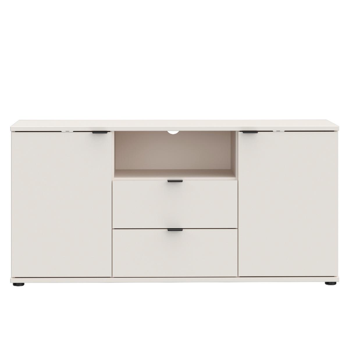 TV diel Ganymede, piesková š: 130cm - čierna/piesková, Modern, kov/kompozitné drevo (129,8/63,1/41,3cm)