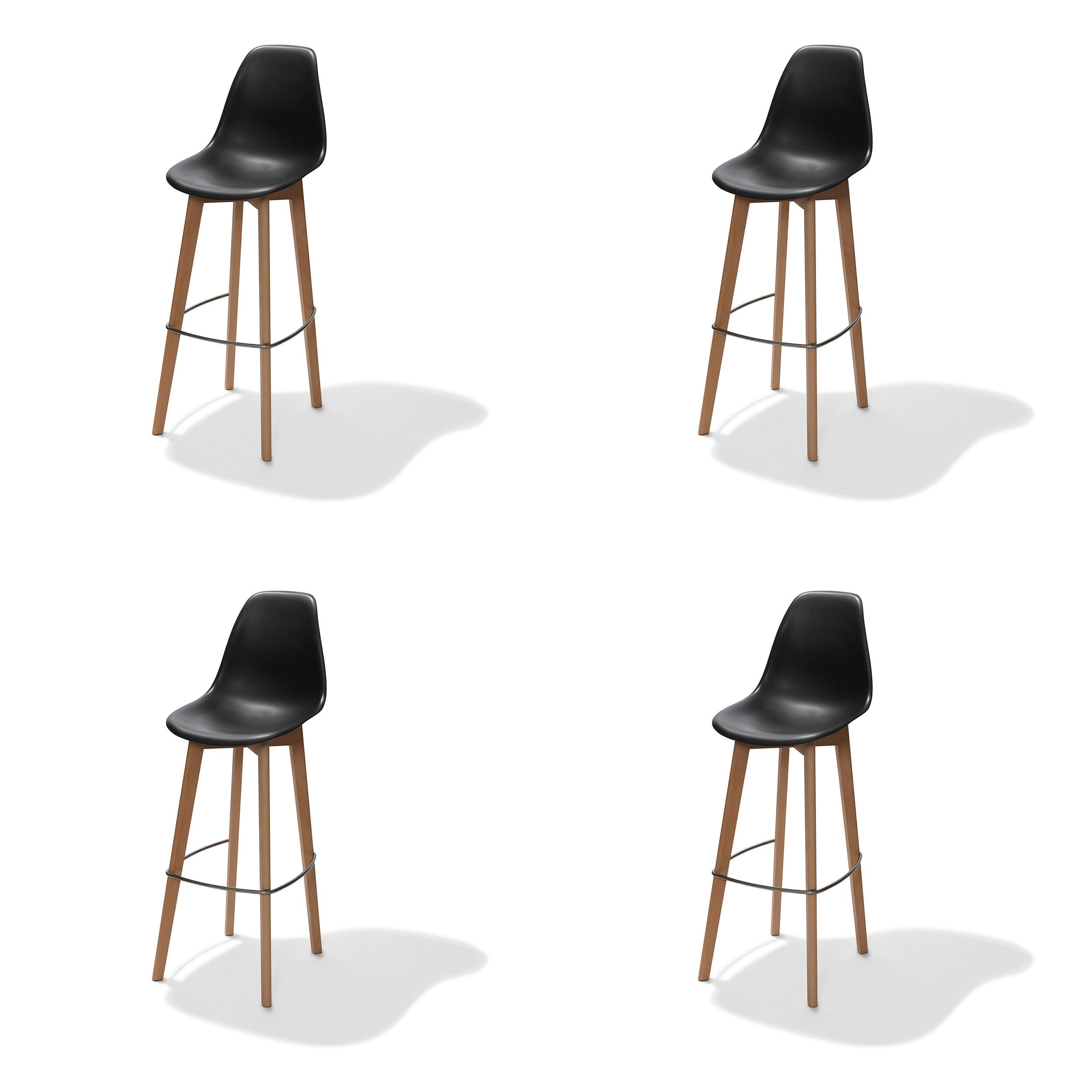 Barhocker-Set Keeve - Schwarz, MODERN, Holz/Kunststoff (47/119/53cm) - MID.YOU