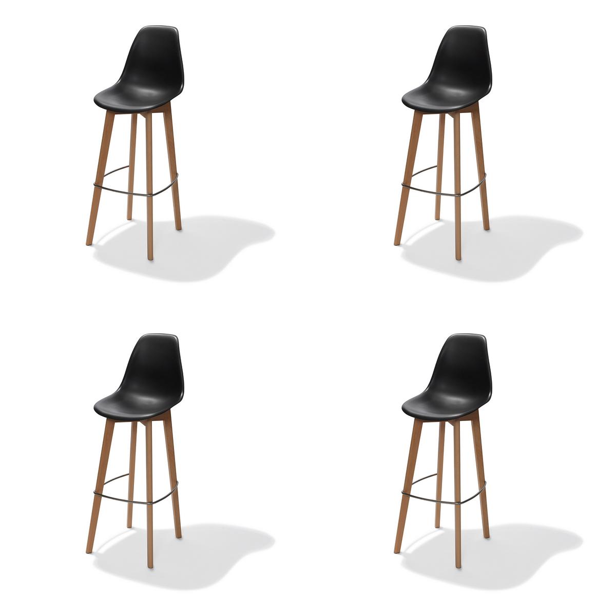 Barhocker-Set Keeve - Schwarz, MODERN, Holz/Kunststoff (47/119/53cm) - MID.YOU