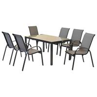 Gartenmöbel Set 7-tlg. Amalfi Aus Metall/textil - Graphitfarben/Grau, MODERN, Textil/Metall - Gardenson