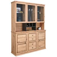Anrichte Harvey B: 160 cm Eiche Dekor 5-türig - Eichefarben/Anthrazit, KONVENTIONELL, Glas/Holzwerkstoff (160/209,2/43cm)