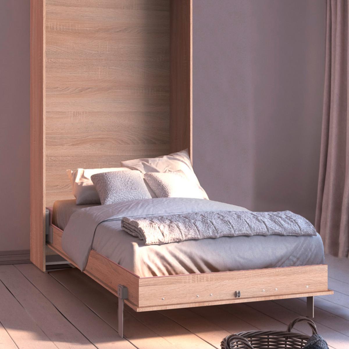 Schrankbett mit Lattenrost 90x200 Juist, Eiche Dekor - Eichefarben, KONVENTIONELL, Holz/Holzwerkstoff (90/200cm) - MID.YOU