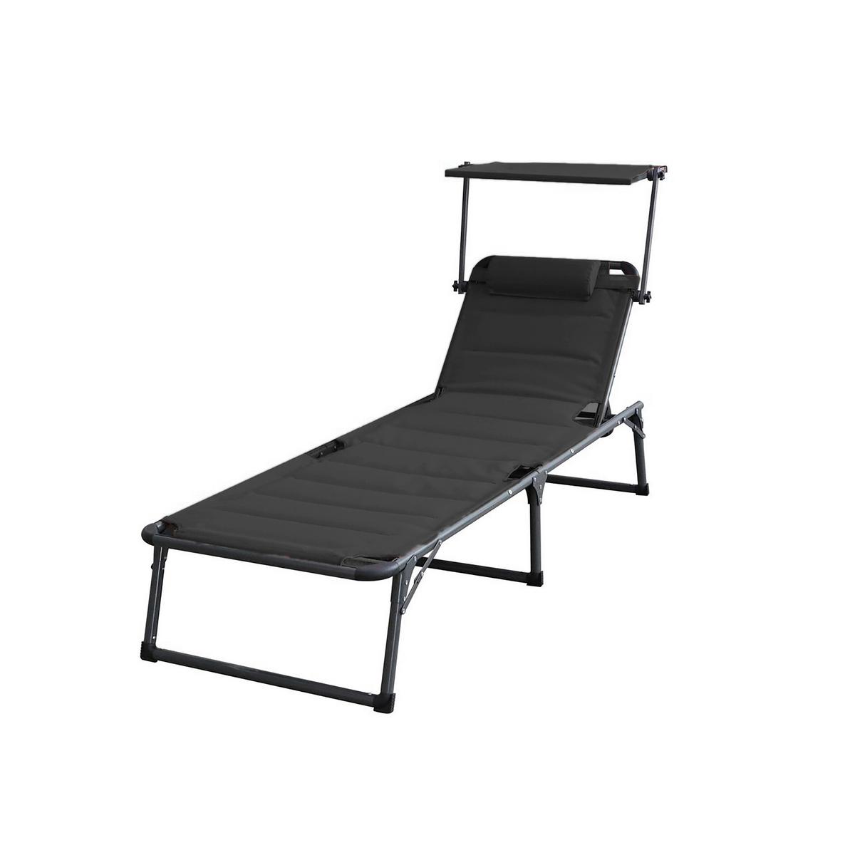 Sonnenliege Ph-Alu-Sl-Black - Schwarz, Basics, Kunststoff/Textil (193/32/67cm)