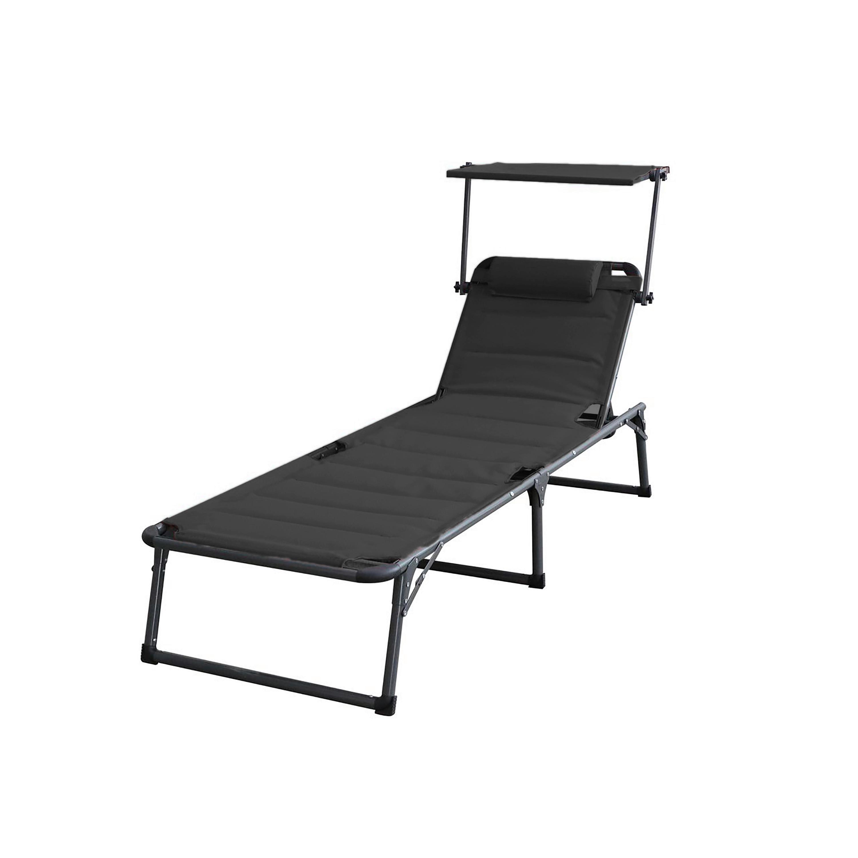 Sonnenliege Aluminium Schwarz LxBxH: 193x32x67 cm