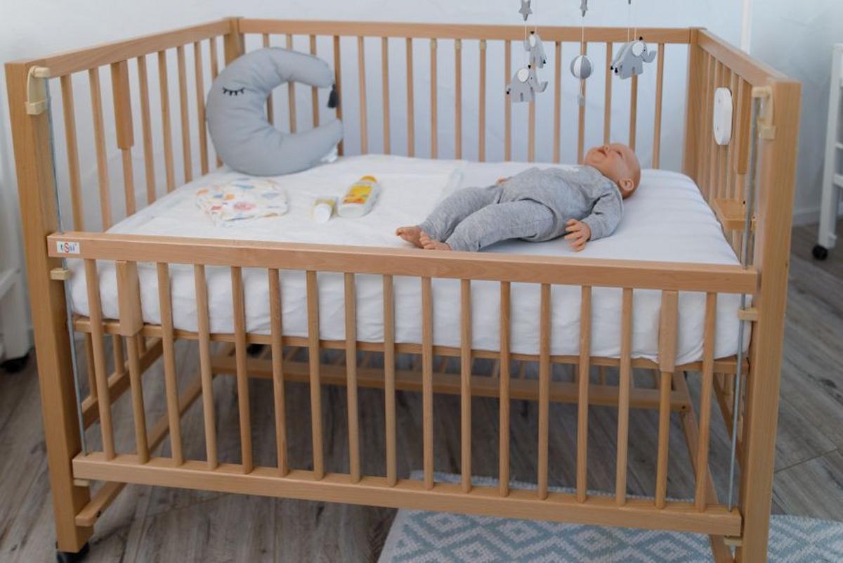 Beistellbett Buche - Buchefarben, Basics, Holz (124/90/64cm) - tiSsi