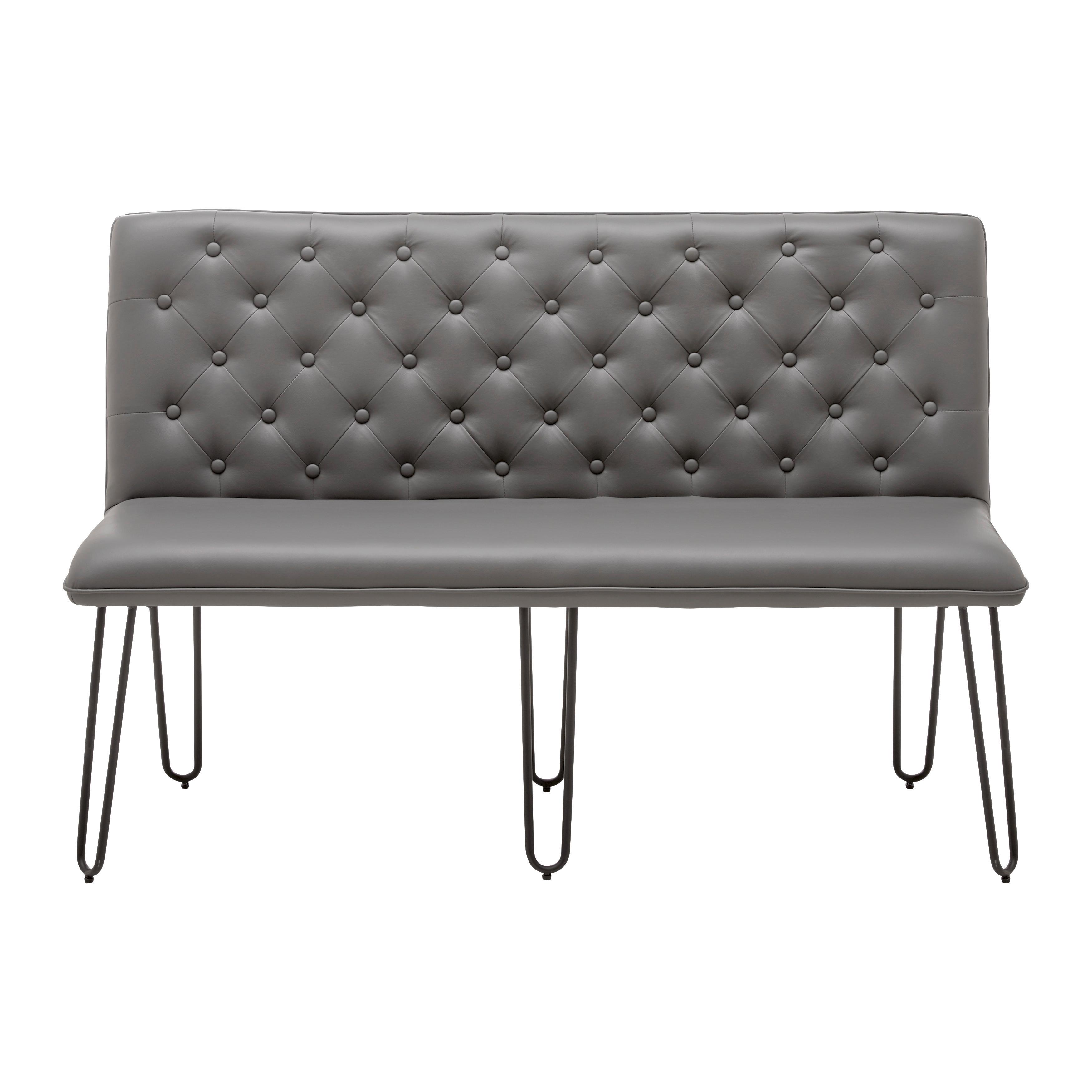 Lavice Ivie - šedá/černá, Moderní, kov/dřevo (140/92/62cm) - Bessagi Home