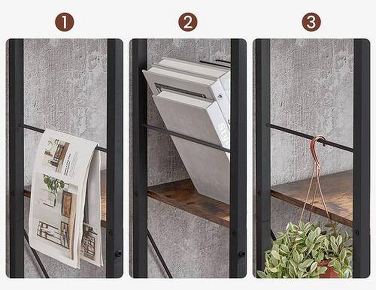 REGAL Regal B: 74 cm Braun/Schwarz - Schwarz/Braun, Trend, Holzwerkstoff/Metall (74/150/30cm) - Boxxx