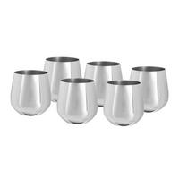 Wasserglas 6er-Set Je ca. 500 ml - Silberfarben, Trend, Metall (9,9cm) - Echtwerk