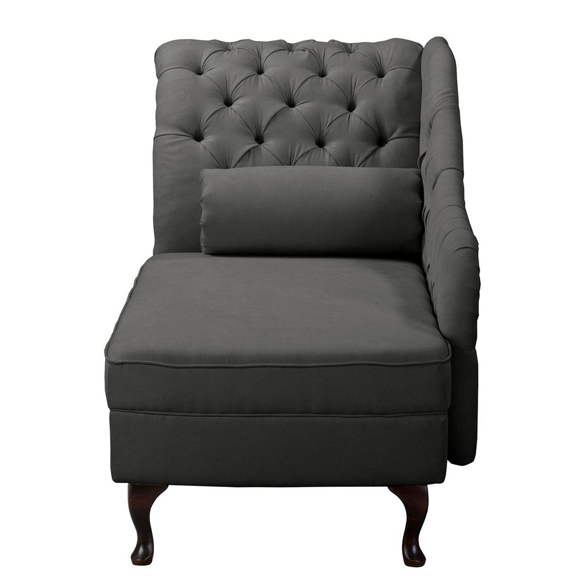 Récamiere Pako Dunkelgrau B: 185cm - Dunkelgrau/Braun, Design, Textil (185/93/75cm) - Livetastic